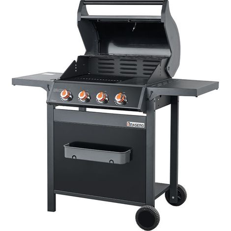 Brasero – Barbecue à gaz Spring II 4 brûleurs – Surface mixte grille & plancha fonte 64 x 41,5 cm – Puissance 12,6 kW – Thermomètre intégré – EASY CLEAN (1/5)