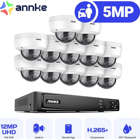 ANNKE Kit de Vidéosurveillance NVR 12 × Caméra Extérieure Intelligente Caméra de Surveillance Vision Nocturne Détection Mouvement Système (1/5)