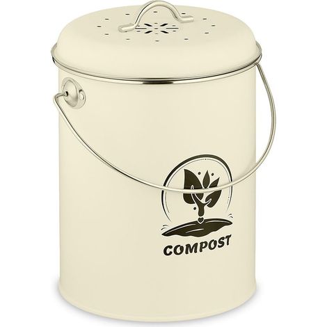 Bac à compost avec filtre anti-odeurs, 5,5 L, déchets de cuisine en fer (1/5)