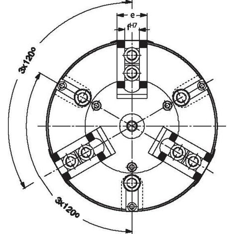Röhm Kraftspannfutter KFD 315, 3-Backen, Standardausführung, Zylindrische Zentrieraufnahme - 040653 (1/5)