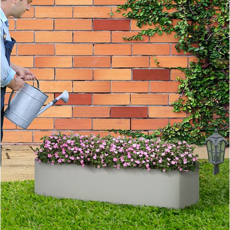 Jardinera 91x22x22 cm gris de acero con drenaje para exterior (1/5)