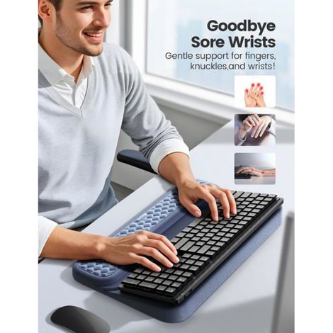 Support Clavier avec Repose-Poignet Intégré – Pour une saisie confortable au bureau ou en jeu, Bleu (1/5)