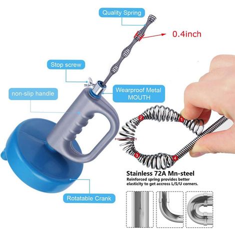 Déboucheur de canalisations - Nettoyant WC - Tuyau, 4 m, pour une utilisation pratique dans l'entretien, la réparation et le bricolage.-AquaForge (1/4)
