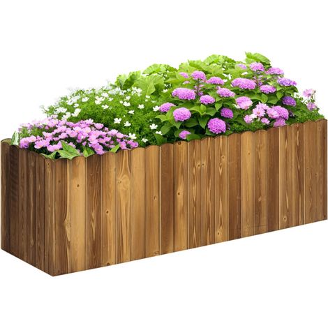 Jardinière surélevée, jardin d'herbes aromatiques, potager, parterre de fleurs, bac à plantes, bois de sapin, 120 x 40 x 40 cm