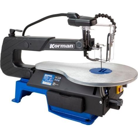 Scie à chantourner 120W pour bois et métal – Profondeur de coupe 406mm – Inclinaison 0 à 45° – Système de soufflerie intégré – Korman