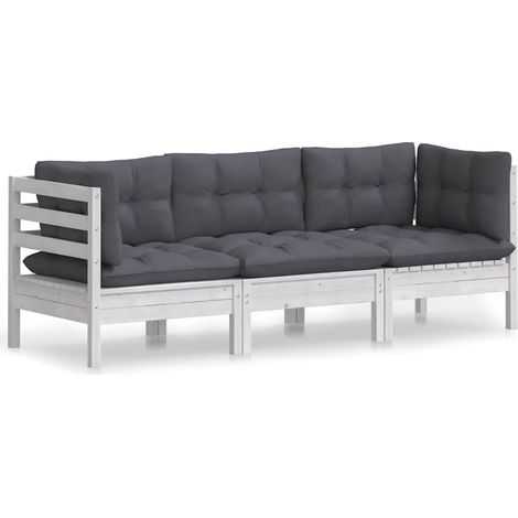 Maison Exclusive - 3-Sitzer-Gartensofa mit Anthrazit Kissen Massi (1/5)