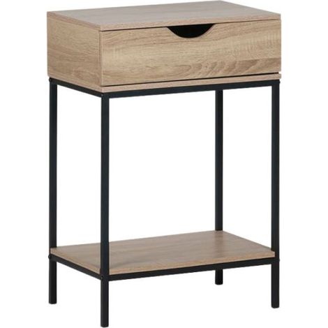 Muebles Auxiliares - Mueble Ceto con Cajón Madera-Metal - Negro