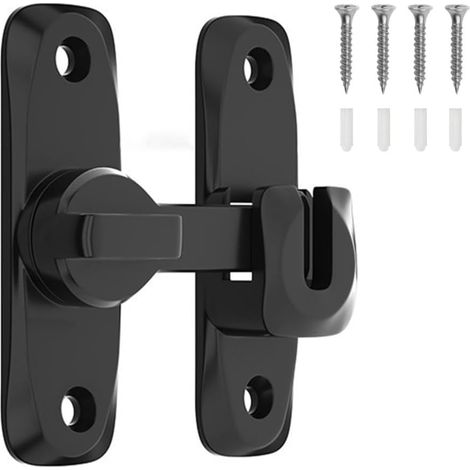 Loquet pivotant robuste, 90°/180°, pour portes, granges, garages, jardins, clôtures (noir) (1/5)