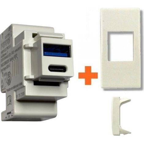 Perry presa USB A + C 3A compatibile Legrand Cross bianca - 1MCUSB002B