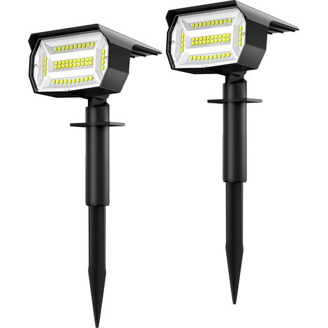 Lot de 2 spots solaires d'extérieur, lampes solaires étanches pour jardins, cours, allées et chemins.