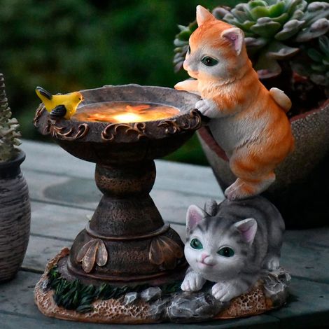 Katzenfiguren für Garten, Außendekoration, Solarstatue mit LED-Beleuchtung für Terrasse, Rasen, Garten, künstlerische Dekoration, Einzugsgeschenk