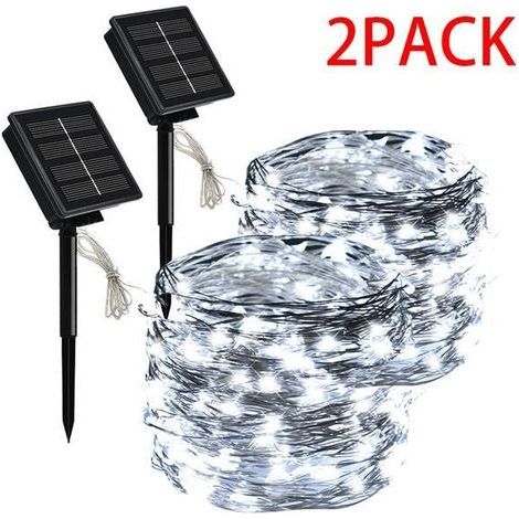 Solar Garland 2-Piece Set, White, 5 Meters, 50 LEDs - Waterproof - Outdoor Decoration - Perfect Choice