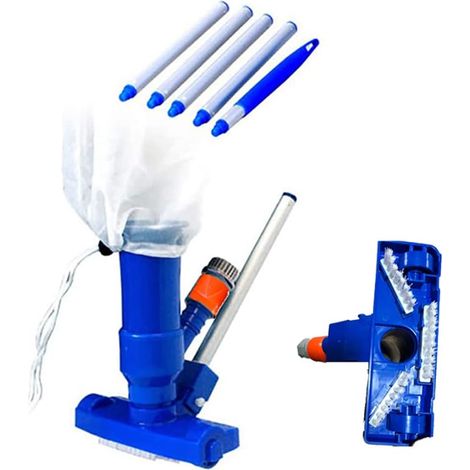 Aspirateur Piscine - Tête Rétractable 3 Brosses - Tige Extensible - Sac Maille Lavable - Pour Nettoyage Surface et Fonds - Kit Complet ×1 (1/5)