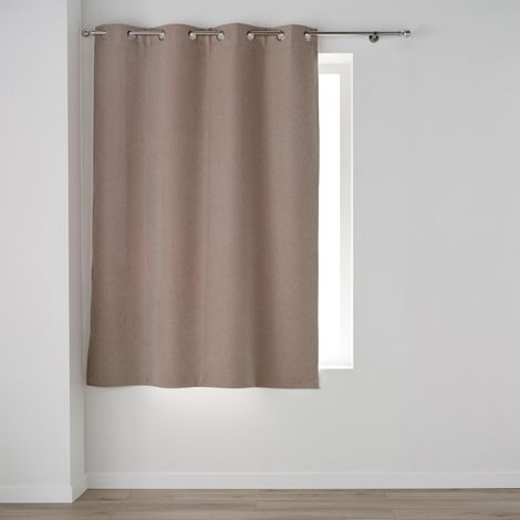 Rideau court occultant, isolant thermique et phonique en chambray Marron Brun 135x180 cm (1/5)