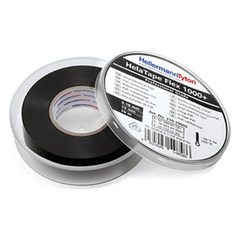 HellermannTyton Premium PVC-Isolierband 19mmx20m, schwarz FLEX1000+19x20 BK (1/2)