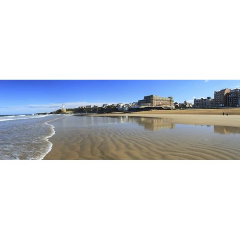 Tableau sur toile Biarritz plage 30x97 cm - Impression sur Toile Murale Décorative - Image imprimée en HD sur Toile - Toile sur Châssis en Bois FSC - Fabriqué en France (1/4)