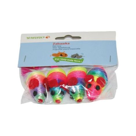 Yarro Giocattolo per gatti Topi in nylon con piuma, confezione da 4 pezzi - Topi in nylon con piuma, confezione da 4 pezzi