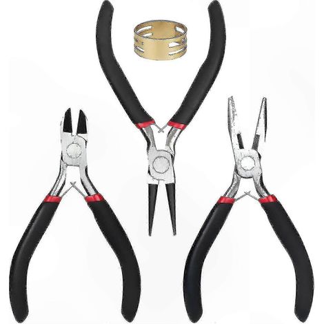 Un ensemble d'outils de bijouterie en trois pièces, comprenant un ouvre-bague ouvert, adapté aux travaux manuels et aux projets de perlage DIY. (1/5)
