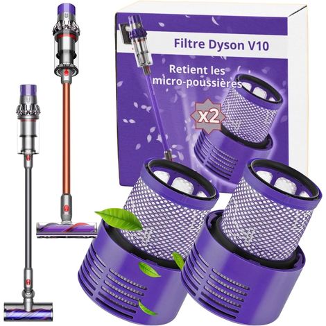 Lot de 2 - Filtre Aspirateur - Filtre Lavable - Compatible Dyson V10 SV12 - Pour Salon et Chambre - Gris - 12x8cm (1/5)