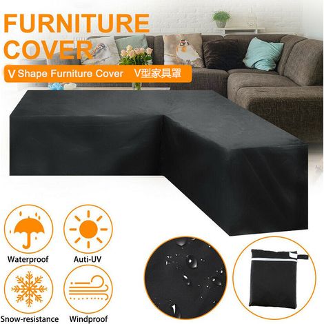 Ede noir215x215x87 Housse anti-poussière en forme de V pour mobilier de jardin extérieur (noire) (1/5)