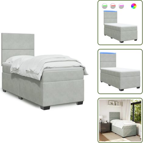 Boxspringbett mit Matratze Hellgrau 90x200 cm Samt - Boxspringbett - Boxspringbetten - Bett - Betten (1/5)