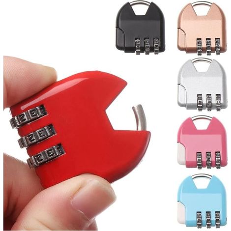 Cadenas Valise Avion, 6Pcs Cadenas Code de 3 Chiffres, Cadenas de Sécurité à Combinaison à 3 Chiffres Réinitialisables pour Lockers Gym, école, Clôture et Entreposage(Coloré) (1/3)
