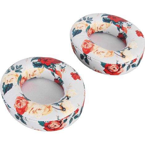 Coussinets d'oreille de rechange professionnels en cuir protéiné souple, insonorisés et en mousse à mémoire de forme, imprimés, pour Studio 2 et Studio 3, blancs. (1/5)