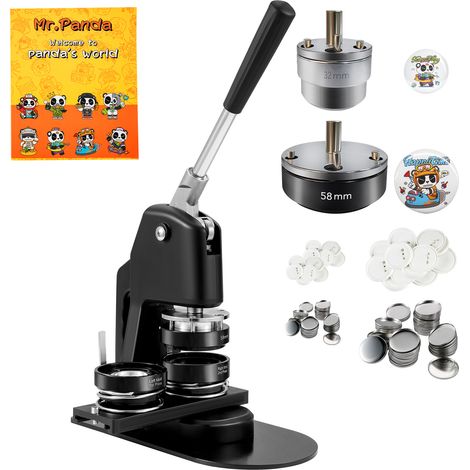 Mophorn Buttonmaschine, 1,25 + 2,25 Zoll Button-Stanzer-Set in mehreren Größen, DIY-Pin-Maker für Kinder, mit 500 Knopfteilen, Kreisschneider und Zauberbuch (1/5)