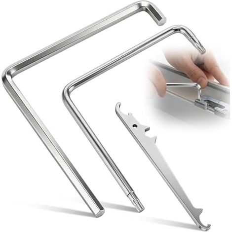 Kit d'outils de réglage de fenêtre en 3 pièces, comprenant 2 outils de réglage avec 1 clé de palier d'angle et une clé de réglage pour un ajustement polyvalent des ferrures de fenêtre (1/4)