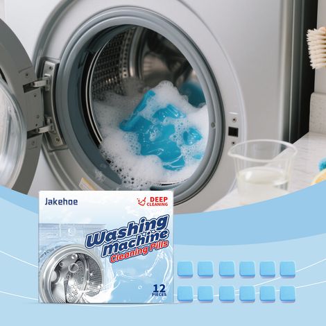 Washing machine tub cleaning sheets for deep cleaning, removing stains and odors, suitable for both front and rear washing machines, and regular maintenance -- 12 pieces (1/5)