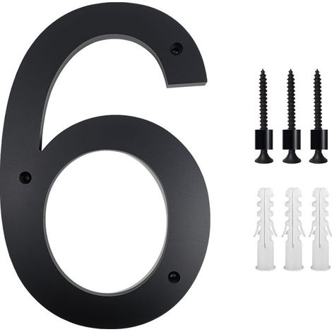 10-Zoll (6-Zoll, Schwarz) Hausnummernschild, moderne Türnummern, Schild, Hausnummern aus Zinklegierung (1/5)