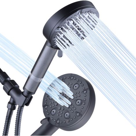 Pommeau de douche à 10 jets, pommeau de douche de salle de bain, pistolet de douche, pommeau de douche à eau filtrée, tuyau d'arrosage inclus