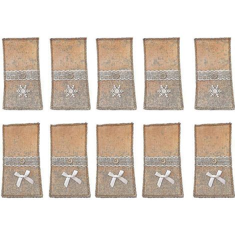 Ensemble de pochettes porte-ustensiles réutilisables pour la mise en place de la table (10 pièces, 2010cm) (1/5)