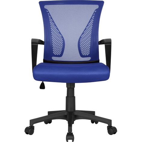 Yaheetech – Chaise de bureau ergonomique – Dossier en maille respirante – Hauteur réglable 35-45cm – Assise rembourrée 49,5x51cm – Charge 136kg – Bleu