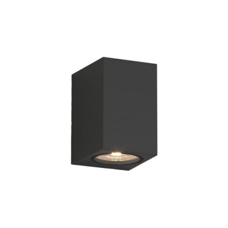 Applique murale moderne top light atene ap gu10 led ip65 à simple émission en aluminium, finition métal noir