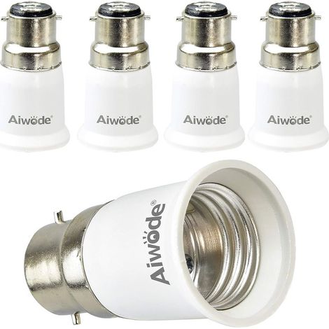 Adaptateur Douille B22 Vers E27 - Supporte 200 W - Tension 0 À 250 V - Résistant À La Chaleur Jusqu’à 120 °C - Lot De 5 (1/5)