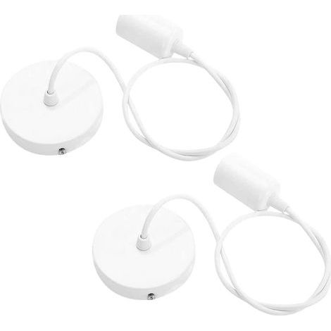 Lot de 2 Suspension E27 en Métal, Câble Réglable 100CM, E27 Porte Lampe Suspension, E27 Pendentif Suspendues Accessoires, pour Éclairage au Plafond Salon, Chambre(Blanc) (1/5)
