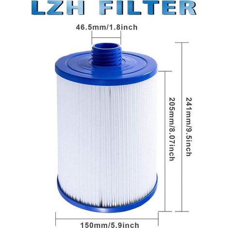 Cartouche de Filtre de Spa 2 Pièces, pour Filtre À Remous Pleatco Pww50 , Filtre De Spa pour Filtre De Remplacement Unicel 6ch-940 Spa Business Whirlpool (1/4)