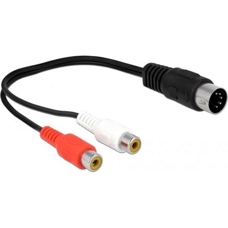 Delock 85835 Cinch Audio Anschlusskabel [1x DIN-Stecker 5pol. - 2x Cinch-Buchse] 0.2 m Schwarz (1/2)