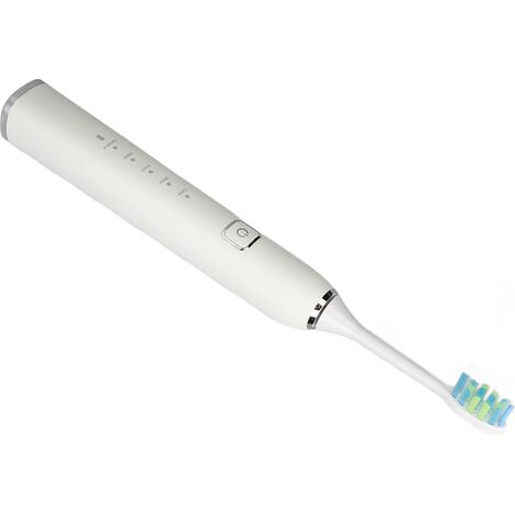 Brosse à dents électrique 5 modes, base de chargement étanche IPX7, batterie 1200 mAh, brosse à dents intelligente avec tête de brosse, idéale pour la maison et les voyages, couleur blanche. (1/5)