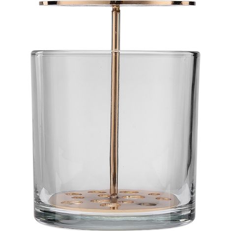 Vase hydroponique cylindrique transparent, plaqué laiton, en verre, pour fleurs simples ou artificielles. (1/2)