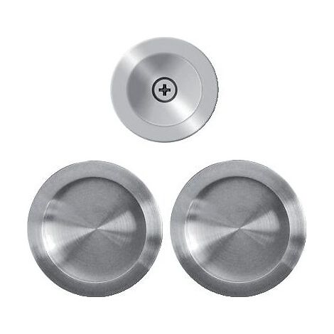 Manœuvres rosace ronde pour porte coulissante usinage Ø 48 mm inox satiné - Karcher design (1/2)