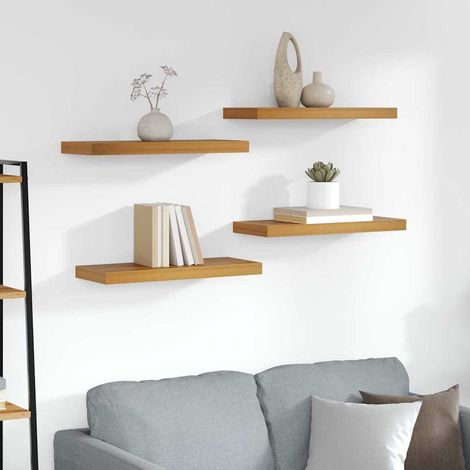 Wandregal Wandmontiert 4 pcs Braun 60 x 23 x 4 cm Holzwerkstoff (1/5)