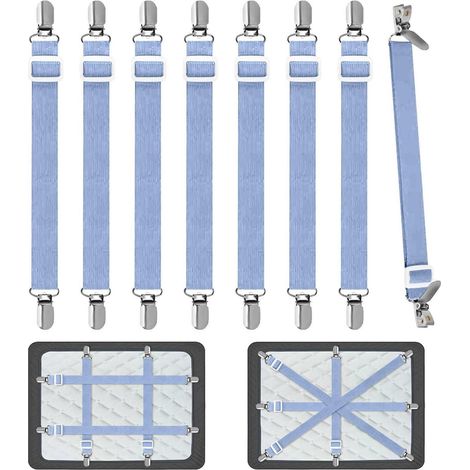 Verstellbare Bettlakenspanner 50-230cm, 8er Set, Blau