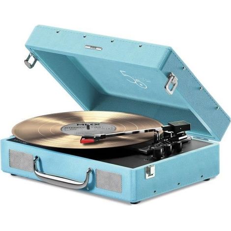 Platine vinyle - MIXX - Revival 55 - Enceintes stéréo intégrées - 3 vitesses - Bluetooth - Sortie RCA - Bleu (1/5)