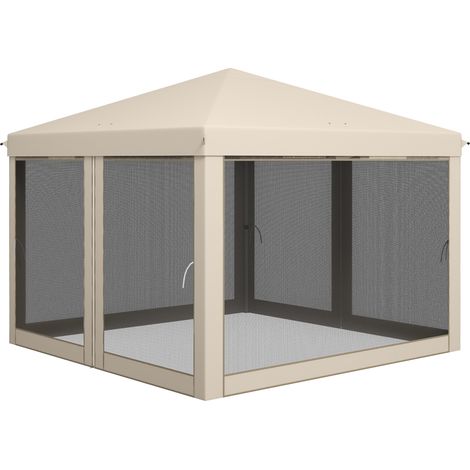 Tonnelle Barnum Pliant Pop-up imperméabilisé Style Colonial 3L x 3l x 2,65H m 4 moustiquaires + Sac de Transport