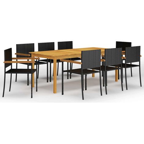 9-tlg. Garten-Essgruppe Schwarz