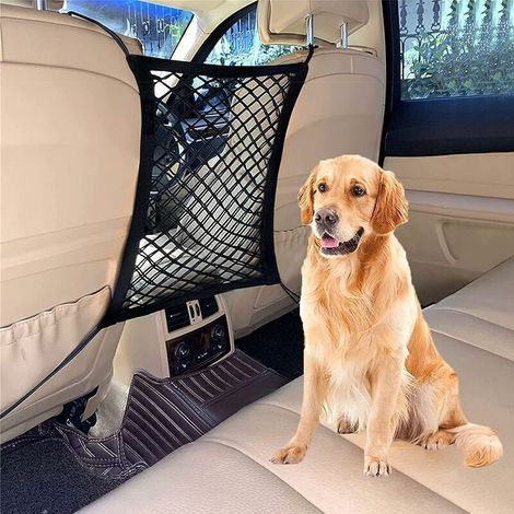 Barrière de séparation souple pour voiture – Pour chiens, réduit les distractions au volant, double filet de sécurité arrière (1/5)