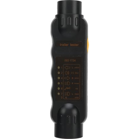 Testeur de prise de remorque 7 broches, outil de test de circuit électrique pour barre de remorquage, compatible avec camions et camping-cars (étiquette noire). (1/5)