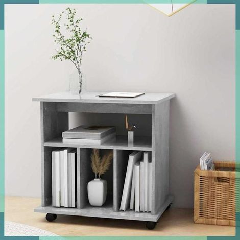 808480 Armoire à roulettes Gris béton 60x45x60 cm Bois d’ingénierie (1/5)
